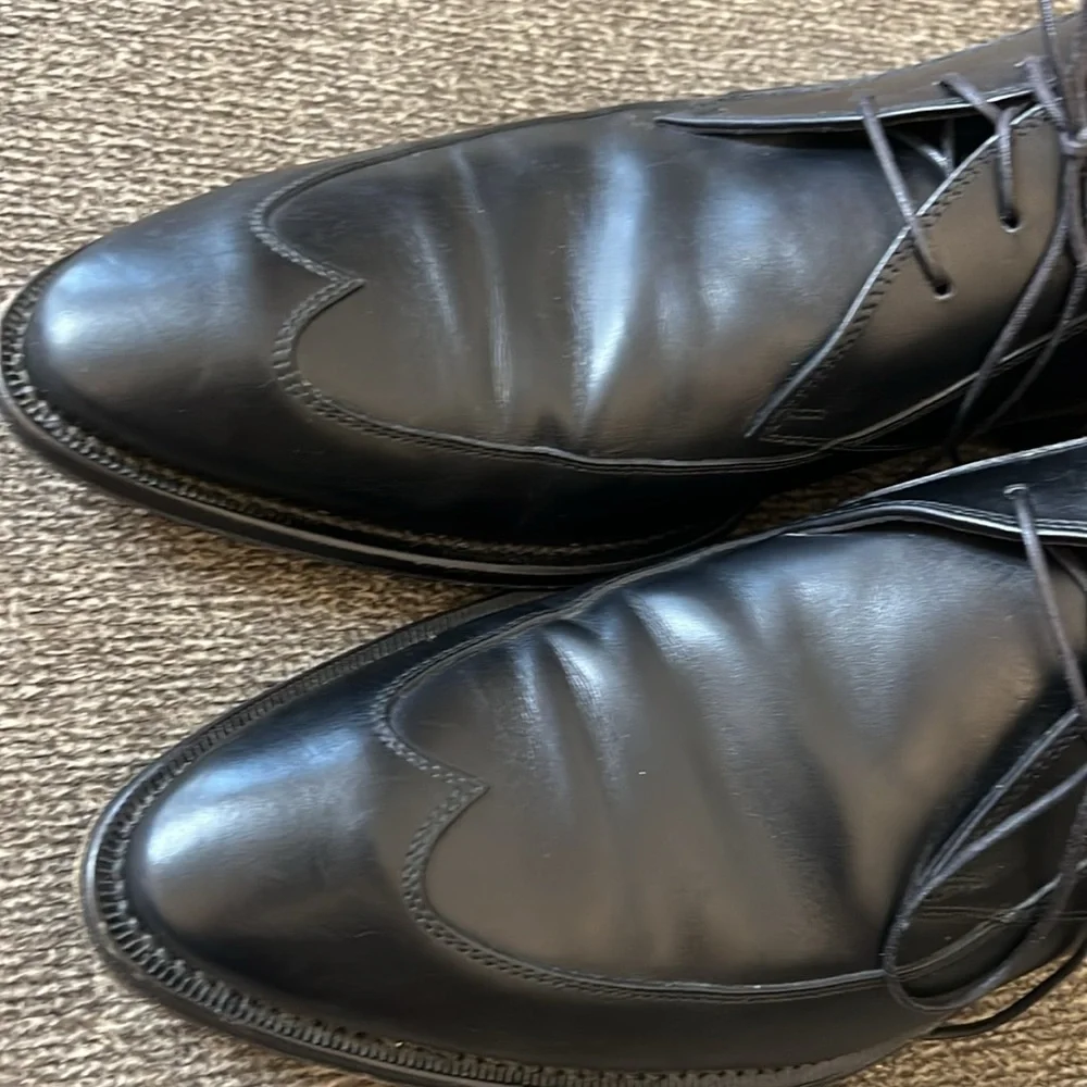 Boss Hugo Boss Mens Lace Up Wing Tip Oxford Black‎ Leather Shoes 9